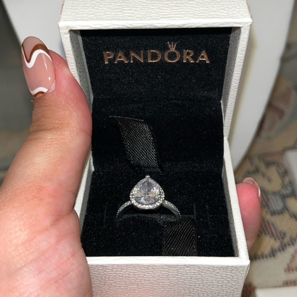 Silver teardrop ring